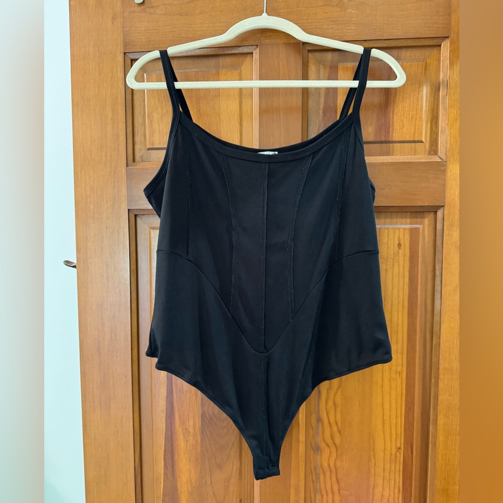 NEW Free People Black Ribbed Bodysuit